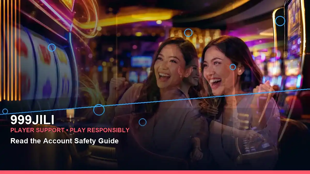 A panoramic mobile casino app scene showing 999JILI entertainment limits guide information for Philippine users