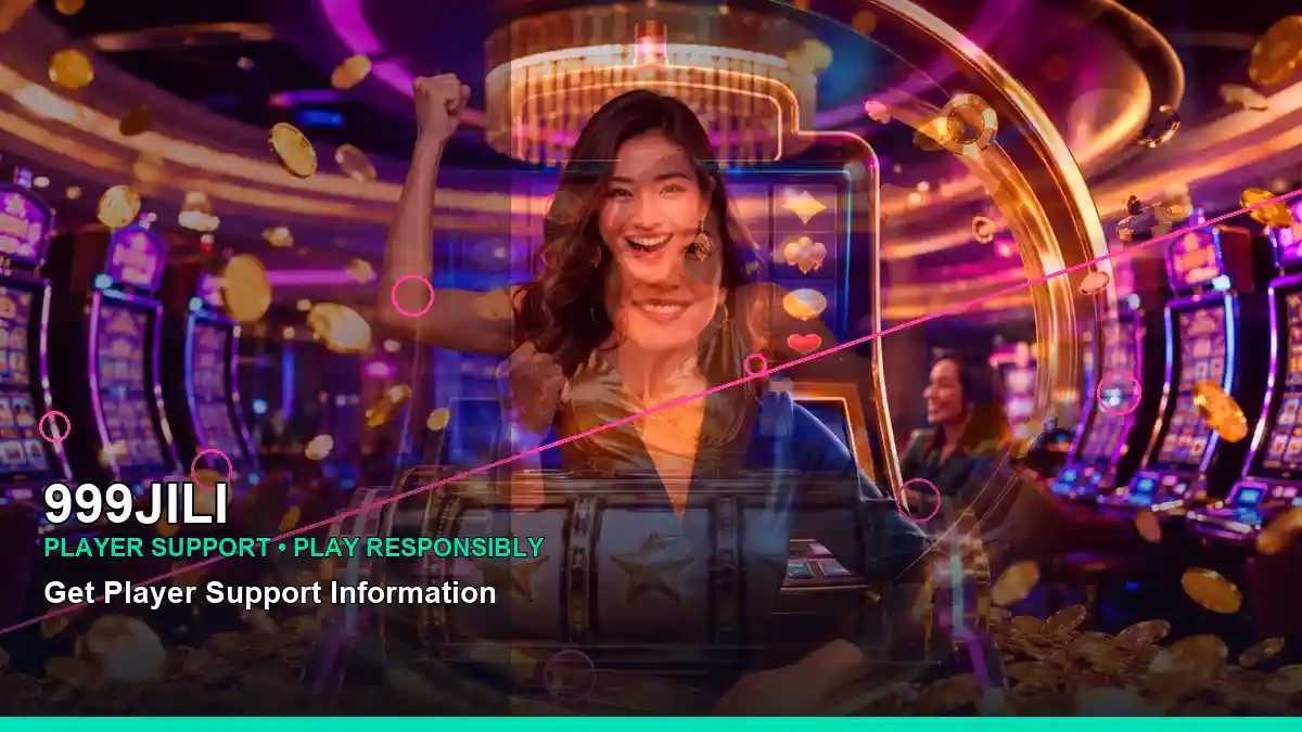 Neon jackpot slot games on 999JILI with an adult Filipina casino host in a right-side close-up composition